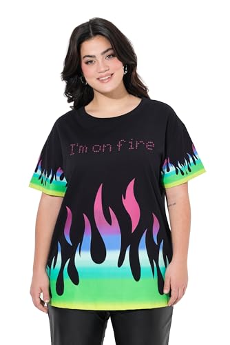 Angel of Style Damen große Größen Übergrößen Plus Size T-Shirt, Boxy Fit, Schriftzug I'm on Fire schwarz 50 840182100-50 von Angel of Style