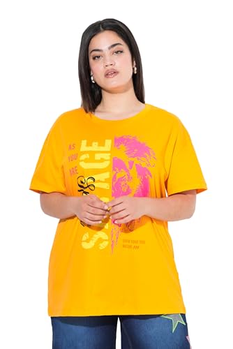 Angel of Style Damen große Größen Übergrößen Plus Size T-Shirt, Boxy Fit, Statement/Tigerkopf Motiv neon orange 60 843709643-60 von Angel of Style