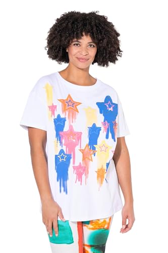 Angel of Style Damen große Größen Übergrößen Plus Size T-Shirt, Boxy Fit, Sternen-Druck schneeweiß 50 839879200-50 von Angel of Style