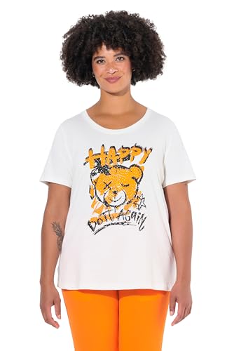 Angel of Style Damen große Größen Übergrößen Plus Size T-Shirt, Boxy Fit, Teddy-Motiv, Halbarm orange 50 835613655-50 von Angel of Style
