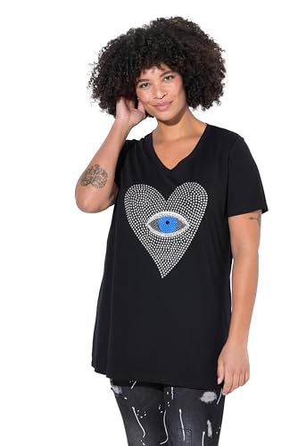 Angel of Style Damen große Größen Übergrößen Plus Size T-Shirt, Herz-Auge mit Ziersteinchen, Halbarm schwarz 44 839478100-44 von Angel of Style