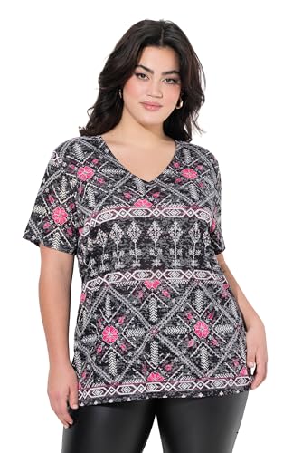 Angel of Style Damen große Größen Übergrößen Plus Size T-Shirt, Komfort Fit, Alloverdruck, Halbarm schwarz 48 841100100-48 von Angel of Style