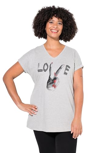 Angel of Style Damen große Größen Übergrößen Plus Size T-Shirt, Komfort Fit, Love-Motiv hellgrau mélange 54 839242134-54 von Angel of Style