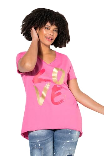 Angel of Style Damen große Größen Übergrößen Plus Size T-Shirt, Love-Schriftzug, V-Ausschnitt, Halbarm pink 56 833219805-56 von Angel of Style