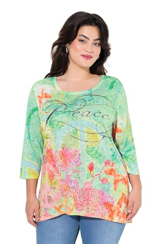 Angel of Style Damen große Größen Übergrößen Plus Size T-Shirt, Peace-Schriftzug, 3/4-Ärmel mintgrün 50 839076437-50 von Angel of Style