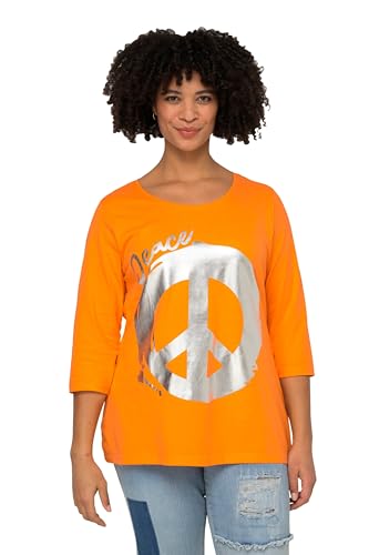 Angel of Style Damen große Größen Übergrößen Plus Size T-Shirt, Peace-Zeichen, Rundhals, 3/4-Ärmel Hellorange 54 829953644-54 von Angel of Style