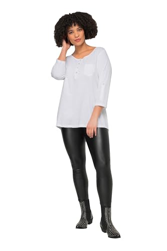 Angel of Style Damen große Größen Übergrößen Plus Size T-Shirt, Rundhals mit Knopfleiste, 3/4-Ärmel schneeweiß 44 832010200-44 von Angel of Style