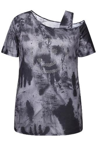 Angel of Style Damen große Größen Übergrößen Plus Size T-Shirt, Straight Fit, Batikprint, Schulter Cutout schwarz 52 834829100-52 von Angel of Style