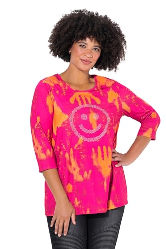 Angel of Style Damen große Größen Übergrößen Plus Size T-Shirt, Straight Fit, Smiley, Batik-Muster neon Berry 46 834834586-46 von Angel of Style