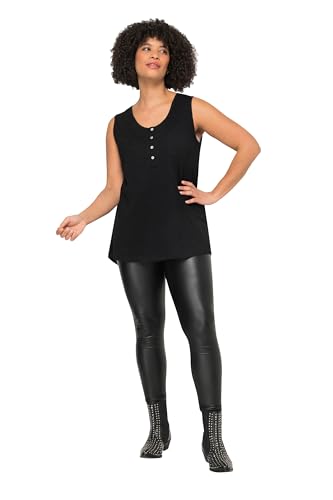 Angel of Style Damen große Größen Übergrößen Plus Size Top, Rundhals, Knopfleiste, Saum hinten länger schwarz 52 831990100-52 von Angel of Style