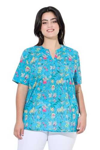 Angel of Style Damen große Größen Übergrößen Plus Size Tunika, A-Linie, Blumen-Muster, Halbarm mineralblau 54 843001749-54 von Angel of Style