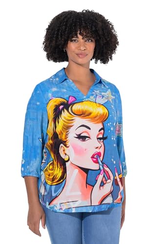 Angel of Style Damen große Größen Übergrößen Plus Size Tunika, A-Linie, Popart Muster, Langarm schneeweiß 50 844475200-50 von Angel of Style