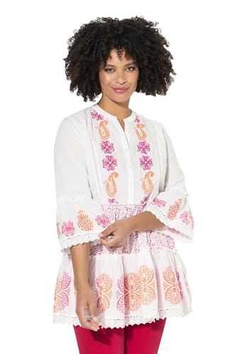 Angel of Style Damen große Größen Übergrößen Plus Size Tunika, Musterstreifen, V-Ausschnitt, 3/4-Ärmel schneeweiß 48 831369200-48 von Angel of Style