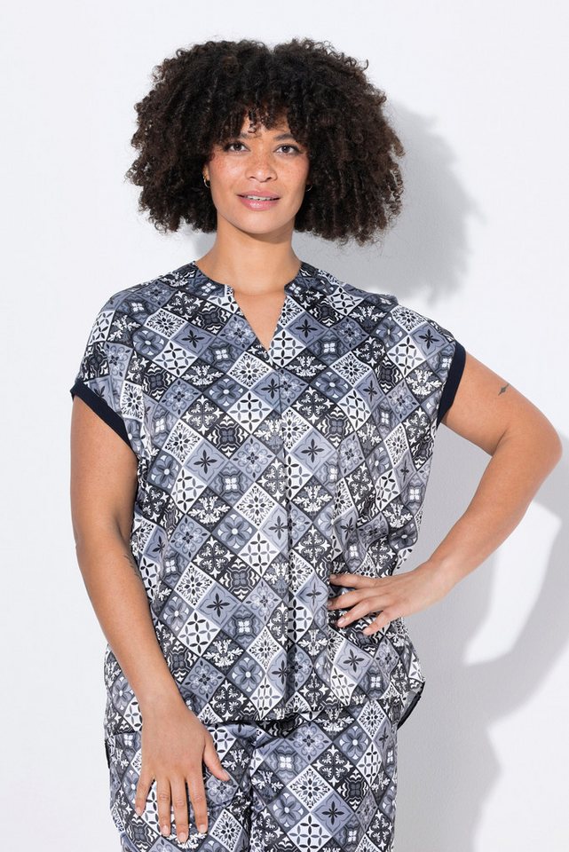 Angel of Style Druckbluse Bluse Relaxed Fit Satin Rhombenmuster von Angel of Style