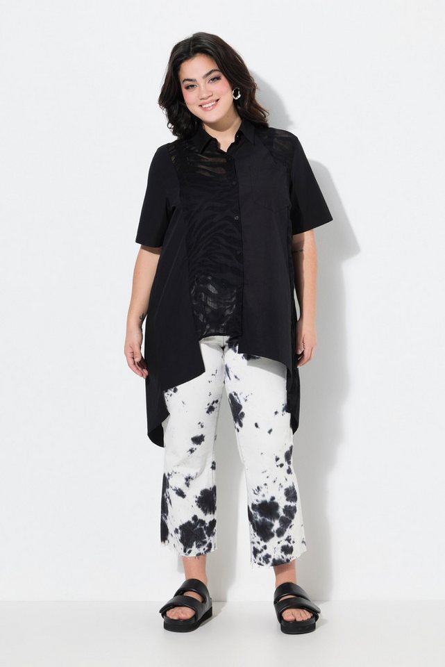 Angel of Style Hemdbluse Bluse A-Linie Spitzeneinsätze asymmetrischer Sau von Angel of Style