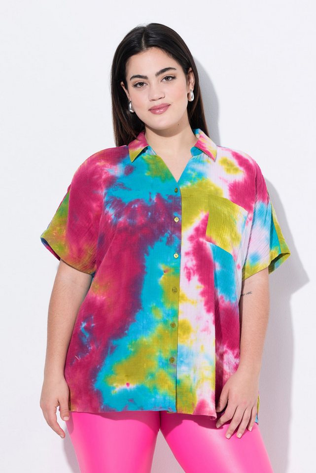 Angel of Style Hemdbluse Bluse Boxy Fit Musselin Batik-Muster von Angel of Style