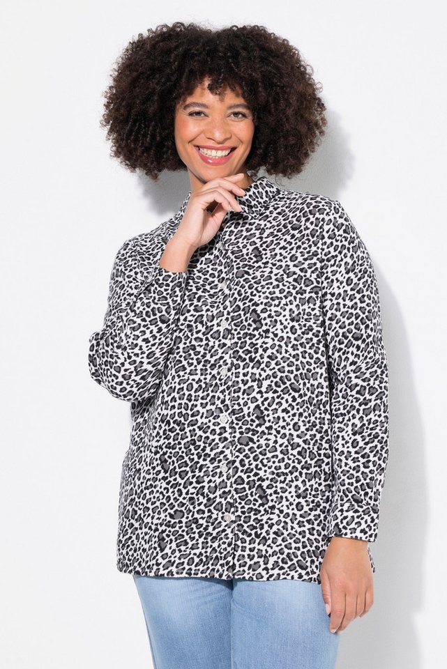 Angel of Style Hemdbluse Bluse oversized Musselin Leo-Druck von Angel of Style