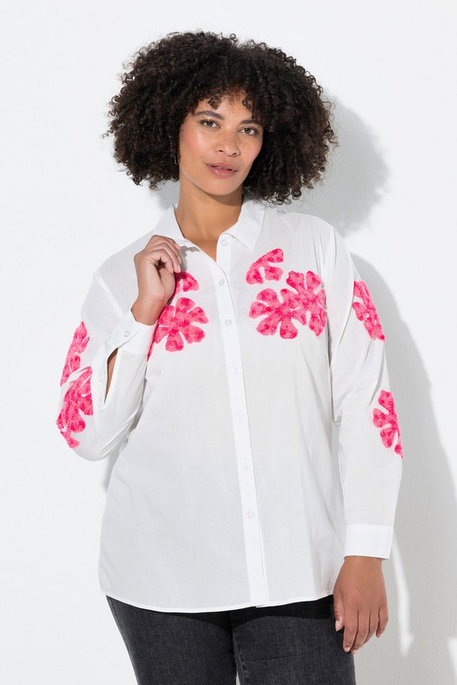 Angel of Style Hemdbluse Hemdbluse A-Linie Blüten-Stickerei Langarm von Angel of Style