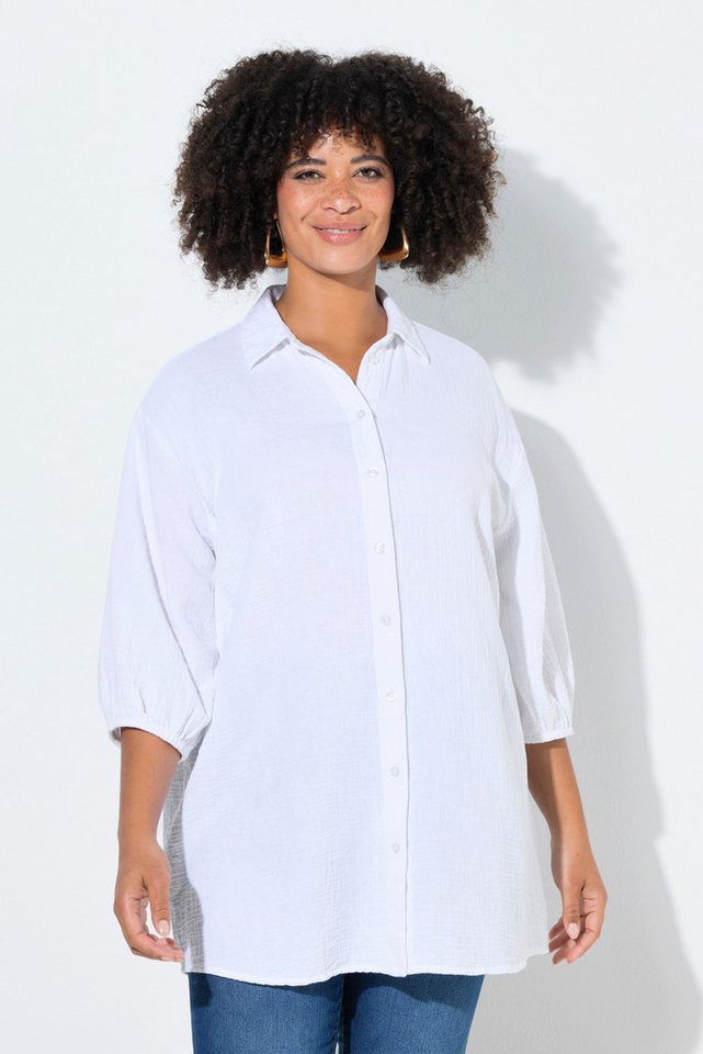 Angel of Style Hemdbluse Hemdbluse oversized Musselin 3/4-Ärmel von Angel of Style