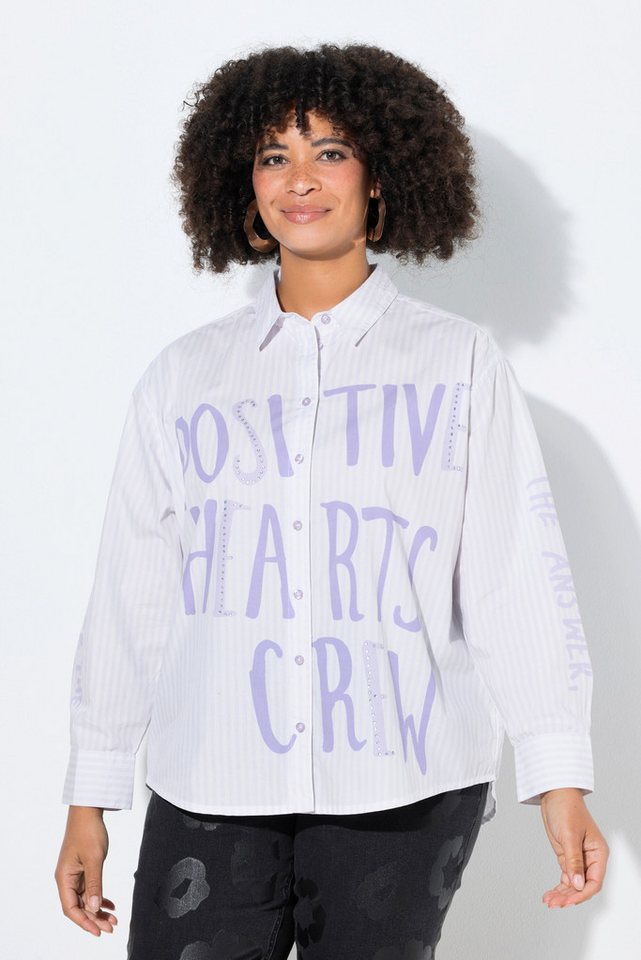 Angel of Style Hemdbluse Hemdbluse oversized Streifen Pailletten-Schriftzug von Angel of Style