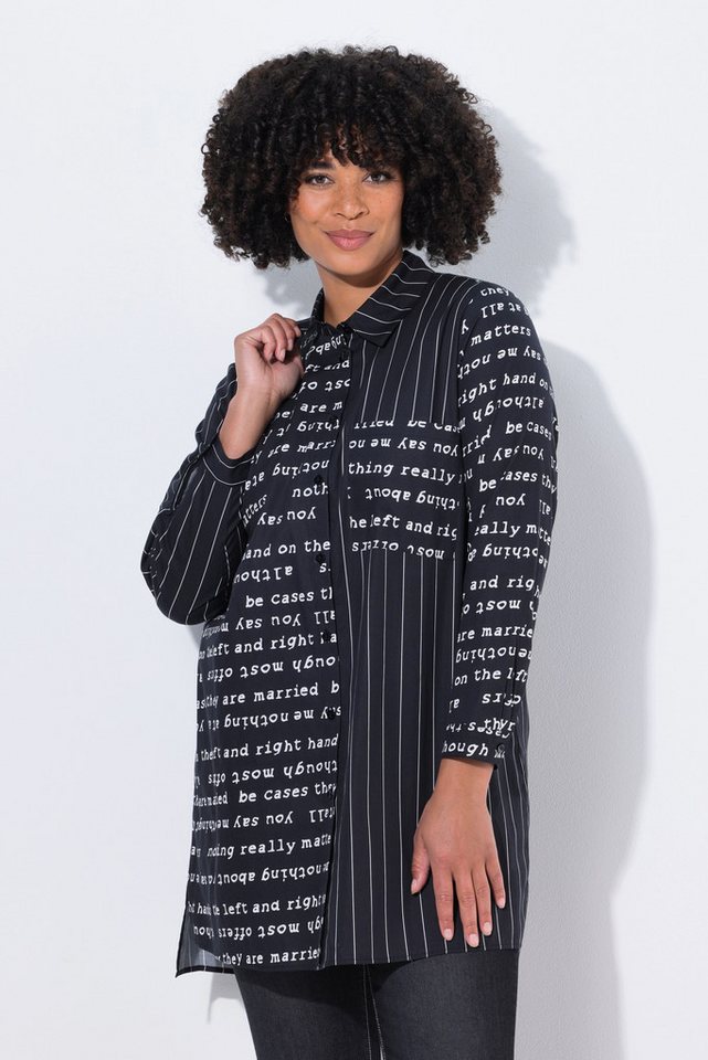 Angel of Style Hemdbluse Long-Hemdbluse oversized Schriftmuster/Streifen Angel of Style Hemdbluse Long-Hemdbluse oversized Schriftmuster/Streifen von Angel of Style