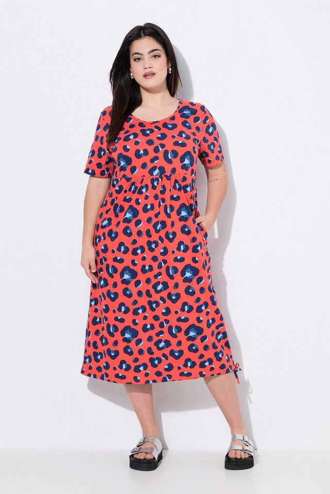 Angel of Style Jerseykleid Jerseykleid A-Linie Leo-Muster Saum-Bindeband von Angel of Style