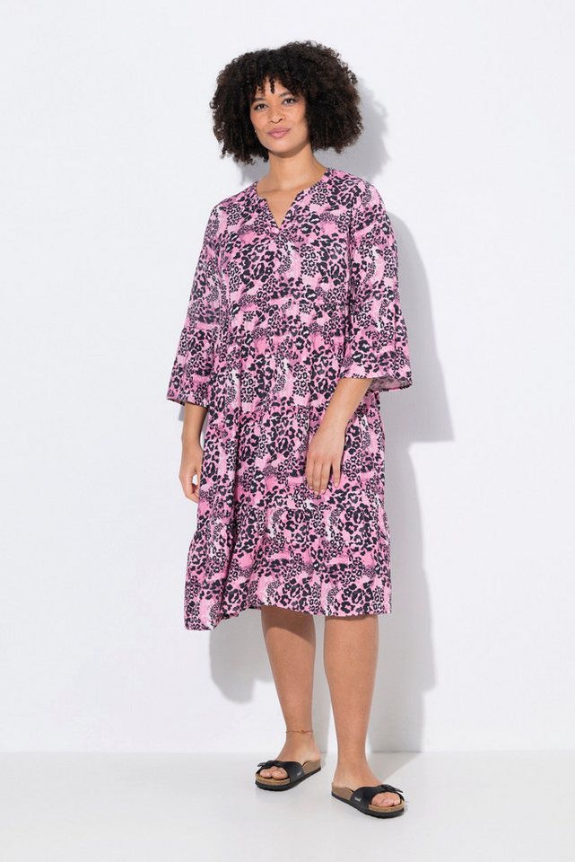 Angel of Style Jerseykleid Kleid A-Linie Musselin Leo-Muster Volants von Angel of Style