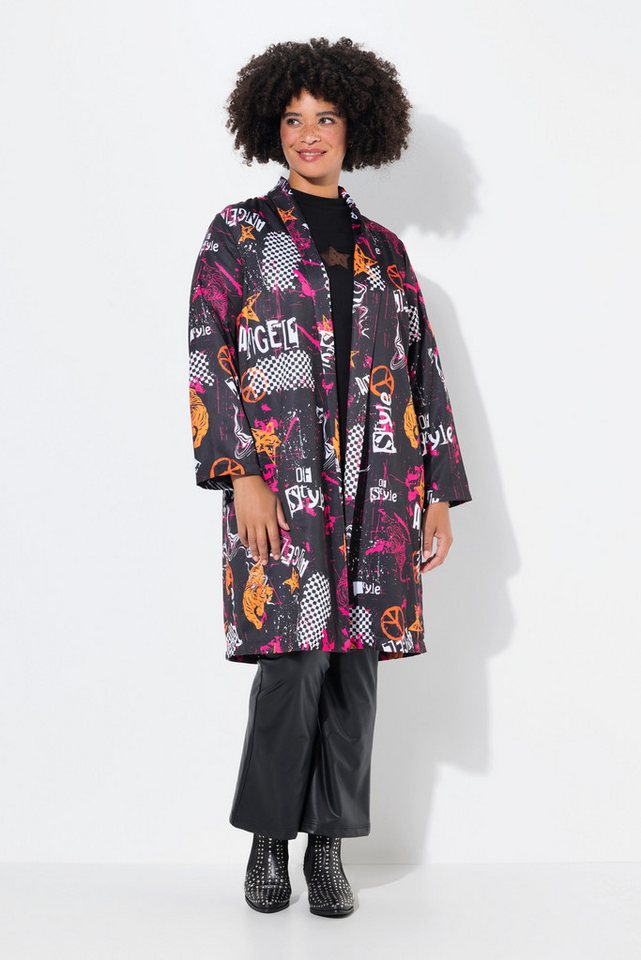 Angel of Style Kimono Kaftan oversized Alloverdruck Satinfutter, Langform, Materialmix von Angel of Style