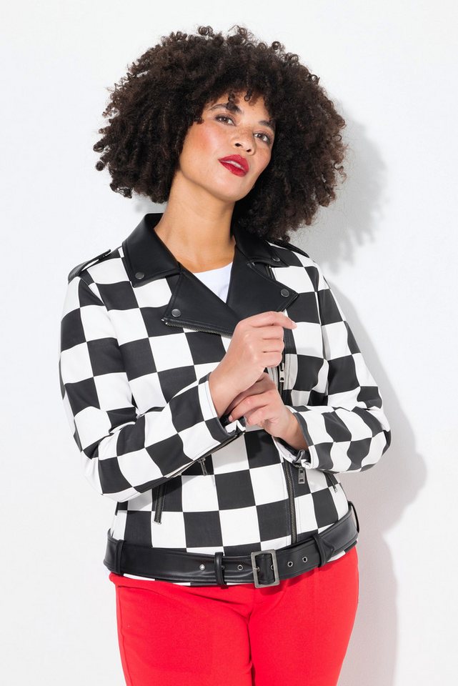 Angel of Style Lederjacke Lederoptik-Jacke Bikerjacke Schachbrett-Karo von Angel of Style