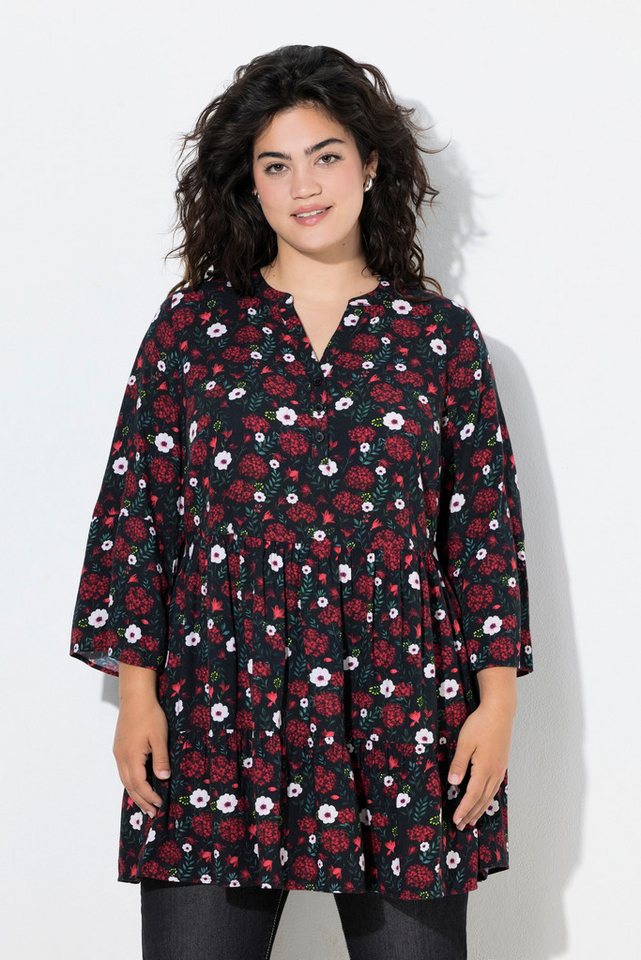 Angel of Style Longbluse Bluse A-Linie Blüten 3/4-Ärmel Volants von Angel of Style