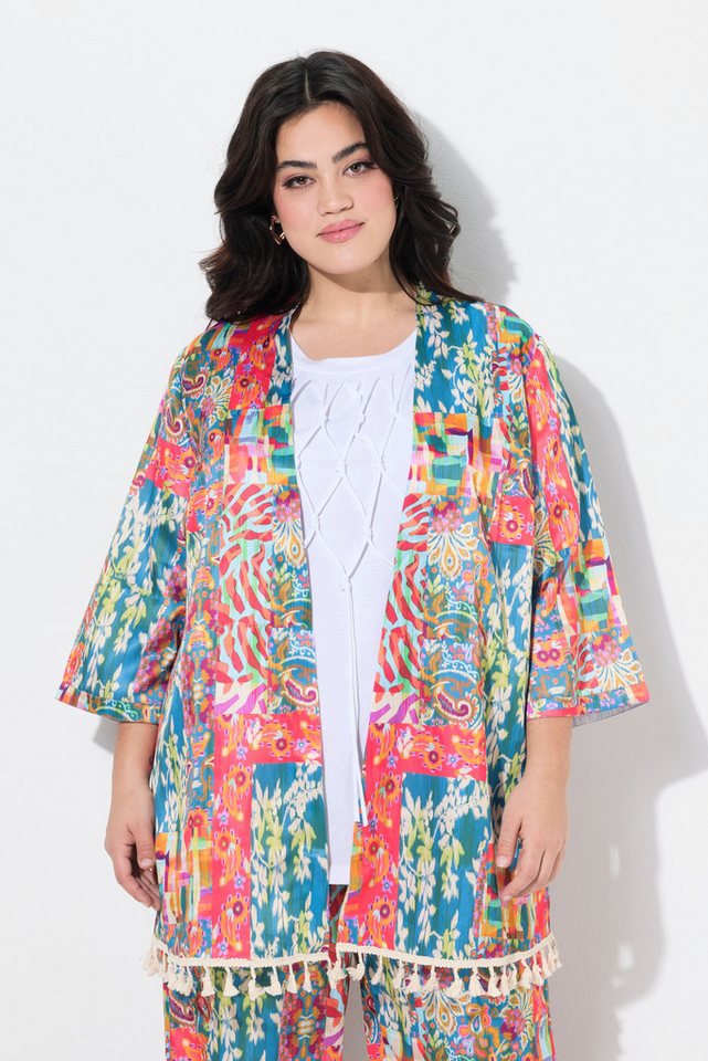 Angel of Style Longbluse Kimono Satin mit Alloverdruck Quasten-Zierbans Angel of Style Longbluse Kimono Satin mit Alloverdruck Quasten-Zierbans von Angel of Style