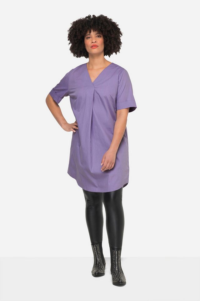 Angel of Style Longbluse Longbluse Popeline V-Ausschnitt Halbarm von Angel of Style