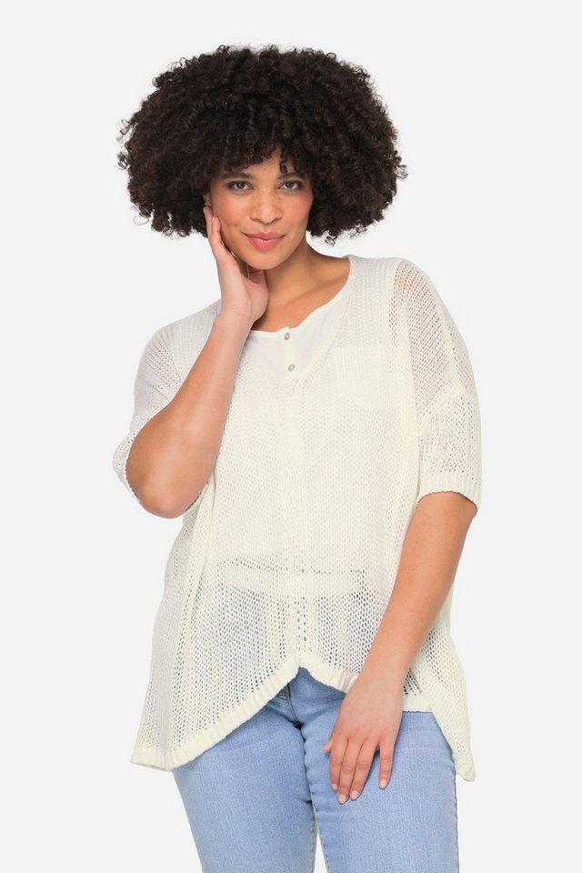 Angel of Style Longpullover Pullover Boxy Fit Grobstrick V-Ausschnitt Langarm von Angel of Style