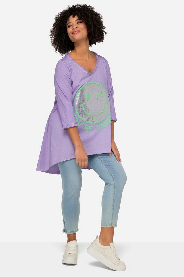 Angel of Style Longshirt Longshirt Smiley Rundhals Langarm gerundeter Saum von Angel of Style