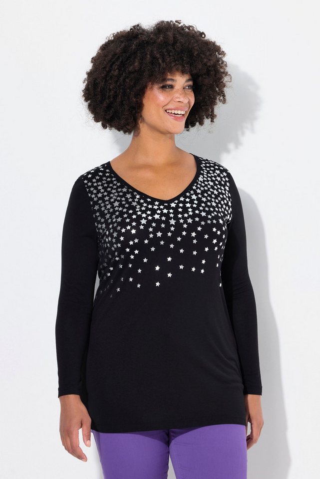 Angel of Style Longsleeve T-Shirt A-Linie silberner Sternendruck Langarm von Angel of Style