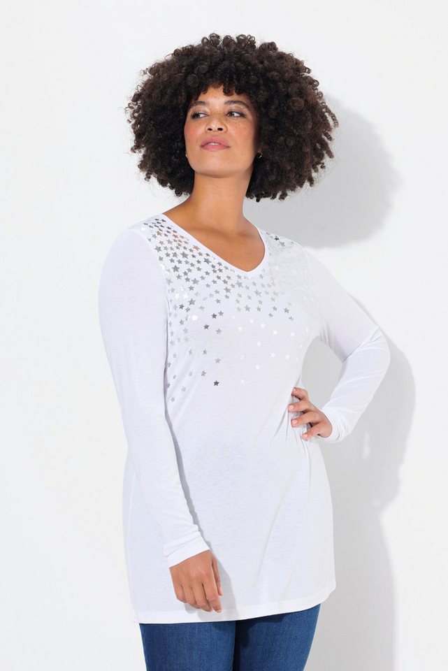 Angel of Style Longsleeve T-Shirt A-Linie silberner Sternendruck Langarm von Angel of Style