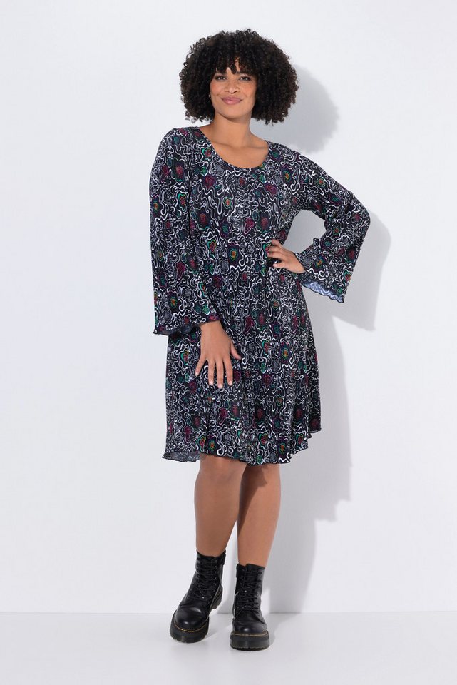Angel of Style Midikleid Plisseekleid A-Linie Allovermuster Trompetenärmel Angel of Style Midikleid Plisseekleid A-Linie Allovermuster Trompetenärmel von Angel of Style
