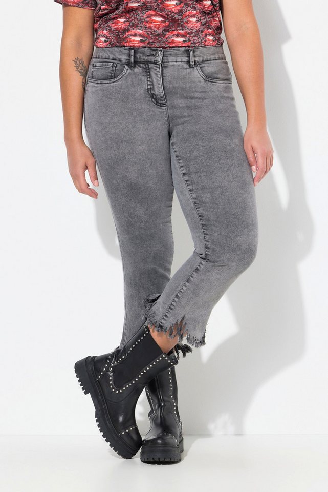 Angel of Style Regular-fit-Jeans 3/4-Jeans ausgestellter Fransensaum 5-Pocket von Angel of Style