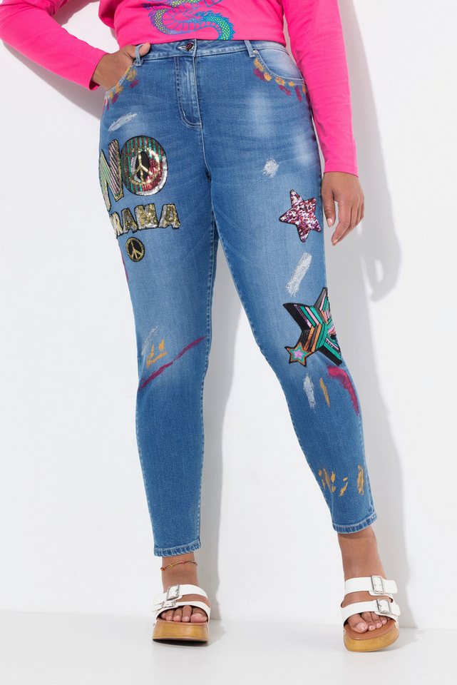 Angel of Style Regular-fit-Jeans Slim-Fit Jeans bequeme Passform Patches 5-Pocket von Angel of Style