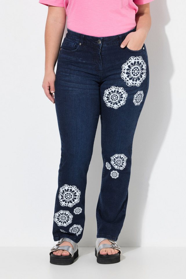 Angel of Style Regular-fit-Jeans Jeans Paula Straight Fit 3D-Blumendruck Angel of Style Regular-fit-Jeans Jeans Paula Straight Fit 3D-Blumendruck von Angel of Style