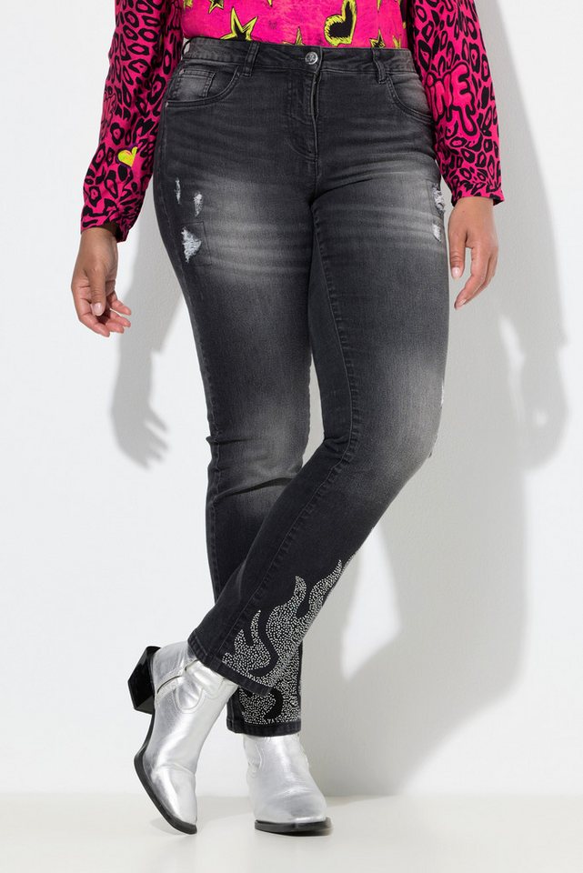 Angel of Style Regular-fit-Jeans Jeans Paula gerader Straight Fit Saum-Flammen von Angel of Style
