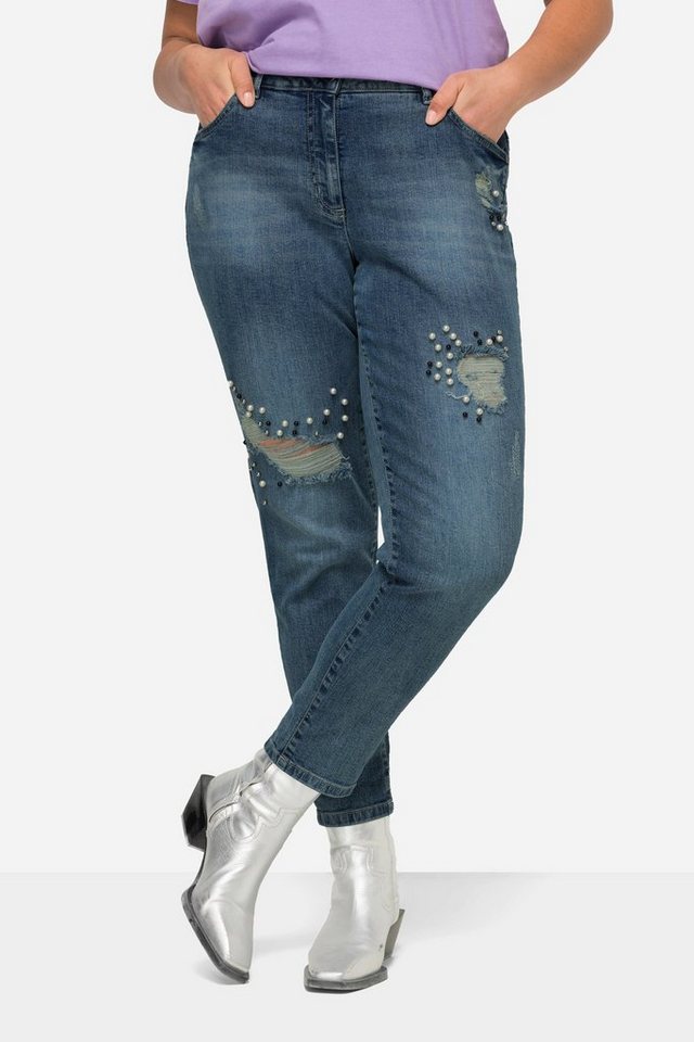 Angel of Style Regular-fit-Jeans Jeans Slim Fit verzierte Destroy-Effekte 5-Pocket von Angel of Style