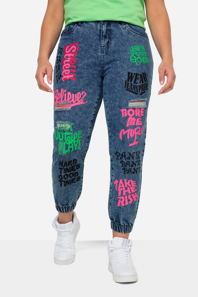 Angel of Style Regular-fit-Jeans Jeans bunte Drucke 5-Pocket Elastiksaum von Angel of Style