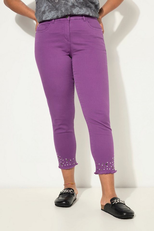 Angel of Style Röhrenjeans 7/8-Twillhose verzierter Fransensaum 5-Pocket von Angel of Style