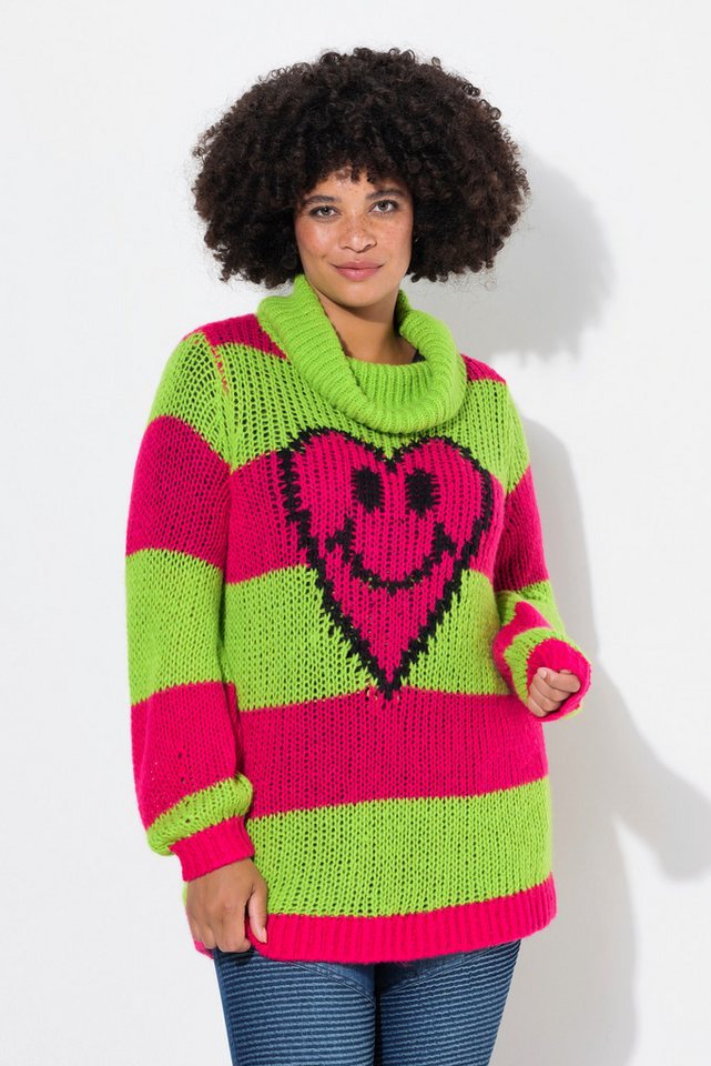 Angel of Style Rollkragenpullover Pullover Straight Fit Blockstreifen Herz-Smiley von Angel of Style