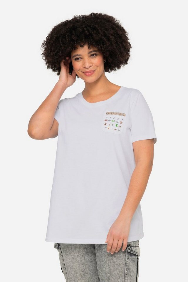 Angel of Style T-Shirt T-Shirt Classic Fit Ziersteinchen-Brusttasche von Angel of Style