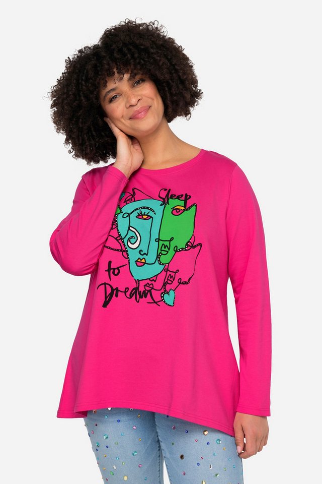 Angel of Style T-Shirt T-Shirt Gesichts-Motiv Rundhals Langarm von Angel of Style