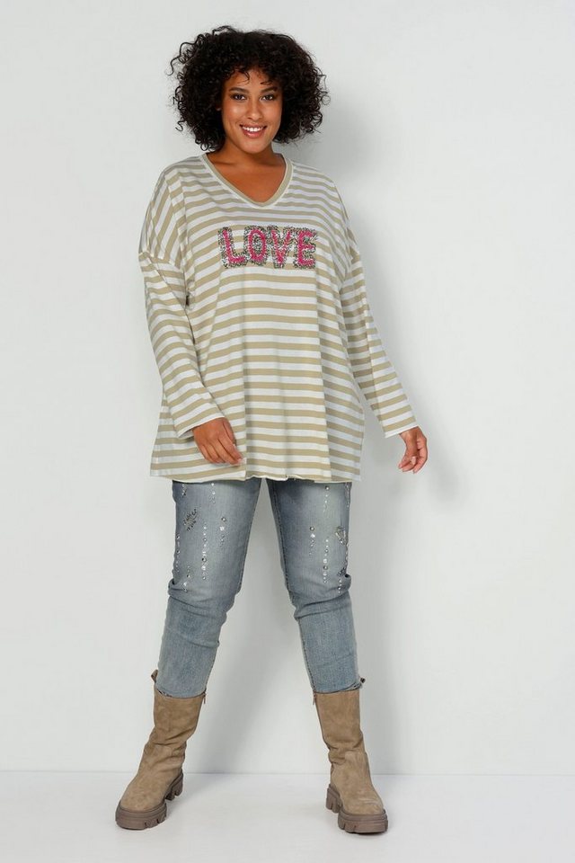 Angel of Style Rundhalsshirt T-Shirt oversized Ringel LOVE Rundhals Langarm von Angel of Style