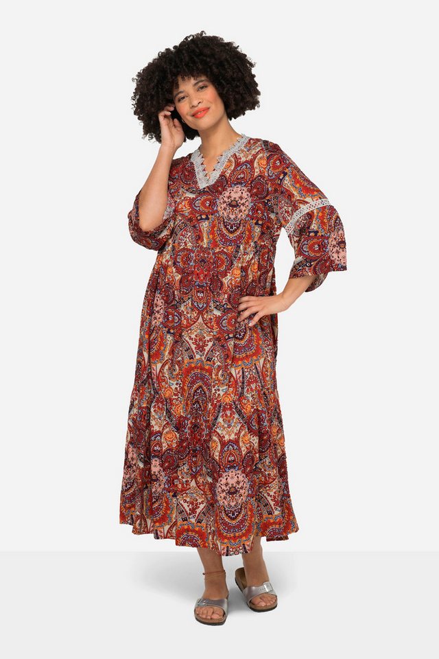 Angel of Style Maxikleid Maxikleid A-Linie Alloverdruck Tunika-Ausschnitt von Angel of Style