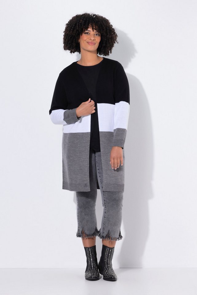 Angel of Style Strickjacke Long-Strickjacke Blockstreifen offene Form Angel of Style Strickjacke Long-Strickjacke Blockstreifen offene Form von Angel of Style